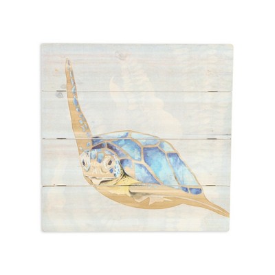 Cheung's Coralia Swimming Sea Turtle Wooden Wall Art