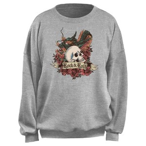 Junior's Lost Gods Old School Skull Rock Sweatshirt - 1 of 2