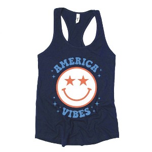 Simply Sage Market Women's America Vibes Smiley Racerback Graphic Tank - 1 of 2