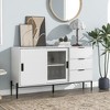 Lirago,61"D * 15.74"W * 36"H,White Modern Storage Sideboard with Sliding Glass Doors & 3 Drawers, Multi-Functional Cabinet for Entryway/Kitchen - 4 of 4