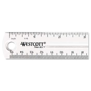 Westcott Ruler, 6, Steel, Non Slip, Cork Base, Silver, 1-Count