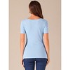 Allegra K Women's Knit Short Sleeve Irregular Neck Ruched Side Blouse - 3 of 4