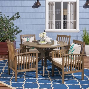 Christopher Knight Home Valence Outdoor Acacia Wood 5 Piece Dining Set with Water Resistant Cushion - 1 of 4