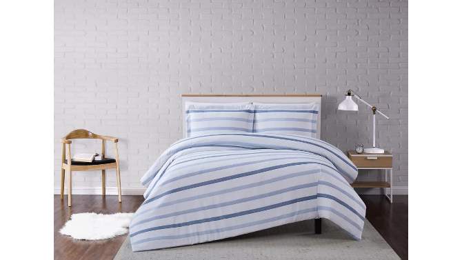 Waffle Stripe Duvet Cover Set Blue/White - Truly Soft, 2 of 5, play video
