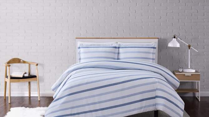 Waffle Stripe Duvet Cover Set Blue/White - Truly Soft, 2 of 5, play video