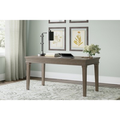 Gray Transitional Desk with Hutch and USB Ports