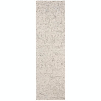 Handmade Light Blue Wool Geometric Tufted Area Rug