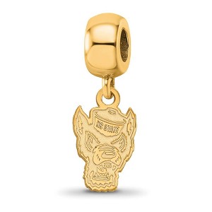 Black Bow Jewelry 14k Yellow Gold Plated Sterling Silver North Carolina State Wolfpack NCAA Bead Charm - 1 of 4