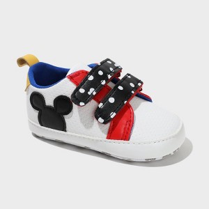 Baby Boys' Disney Mickey Crib Sneakers - White - 1 of 4