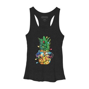 Women's Design By Humans Pineapple Christmas Tree Lights Xmas Men Gifts Sunglasses T-Shir By NekoShop Racerback Tank Top - 1 of 3