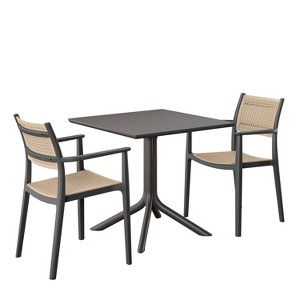 Amazonia Samba 3pc Cane Patio Bistro Set Black - 1 of 4