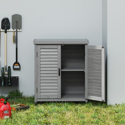 Potting Bench with Storage Cabinet, Outdoor Garden Workstation with Metal Tabletop, Ventilated Doors, Patio Tool Organizer-The Pop Home