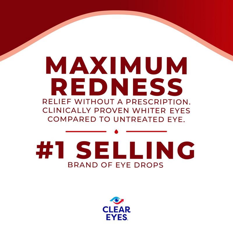 Clear Eyes Maximum Strength Eye Drops for Redness Relief, Dryness, Burning, &#38; Irritation - 0.5 fl oz, 4 of 8