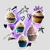 Cupcake Stickers With Doodle Hearts Women's Crew Neck Short Sleeve Top - 2 of 3