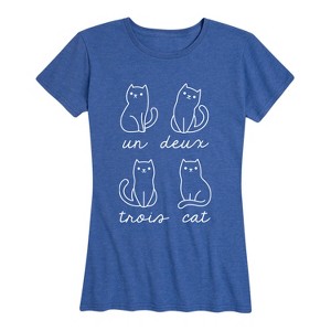Women's - Instant Message - Un Deux Trois Cat Short Sleeve Graphic T-Shirt - 1 of 4