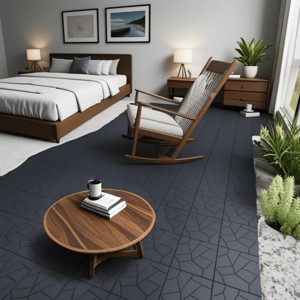 SEVOBAL 44 PCS Carpet Tiles 11.8"x11.8" Interlocking Wood-Plastic Composite Deck Tiles Waterproof Slip Resistant for Outdoor, Gray, - 1 of 4