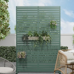 MAYEERTY 72¡Á47 in Metal Outdoor Patio Privacy Screen Freestanding Room Divider Partition for Indoor, White - 1 of 4