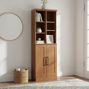 Homy Casa Storage Cabinet with Adjustable Shelves and Doors, Brown - 1 of 4