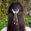 Unique Bargains Women's Butterfly Faux Pearl Tassel Hair Clips and Pins Gold Tone 2 Pcs - 2 of 4