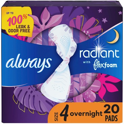 Always Radiant Overnight Sanitary Pads with Wings - Scented - Size 4