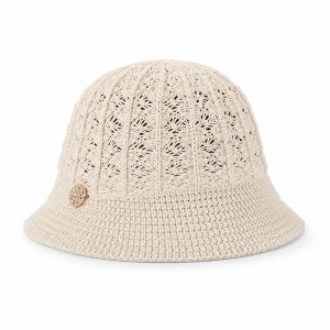 Alilang Women's Crochet Knit Bucket Hat with Open Weave Crown and