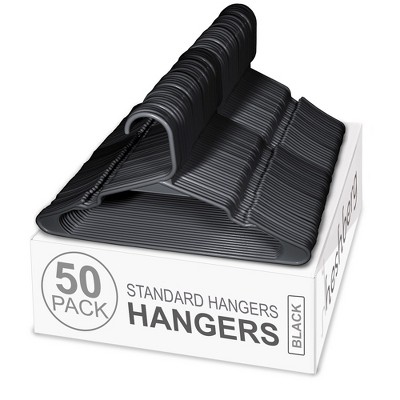 Heshberg Plastic Hangers Notched Black 50 Pack