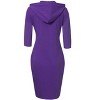 Coolmee Womens 3/4 Sleeve Hoodie Dress Casual Pocket Slim Pullover Knee Length Dress - 3 of 4