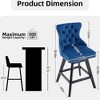 SKRAN Velvet Swivel Bar Stools, Upholstered Counter Chairs Set of 2, with Rivet Trim, Solid Wood Legs and Button Tufted Back for Dining Room and Bar - 3 of 4