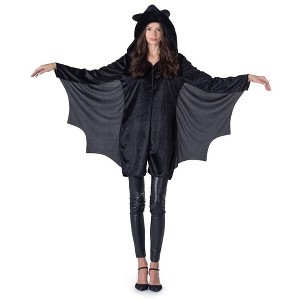 Dress Up America Bat Costume for Women - Adults Black Halloween Bat Jumpsuit - 1 of 2