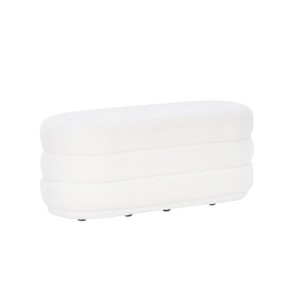 Linon 16.25" Delcy Faux Shearling Oblong Ottoman: Plush, Midcentury Accent, Wood Legs - 1 of 4