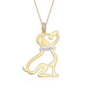 Ross-Simons 14kt Yellow Gold Cut-Out Dog Pendant Necklace With Diamond Accents - 1 of 3