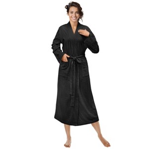 PAVILIA Women Waffle Knit  Robe, Soft Cozy Breathable Lightweight Long Bathrobe with Pockets for Shower Spa House - 1 of 4