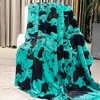 Vintage Cow Print Flannel Blanket - Soft Polyester Blanket Throw,Christmas - 3 of 4