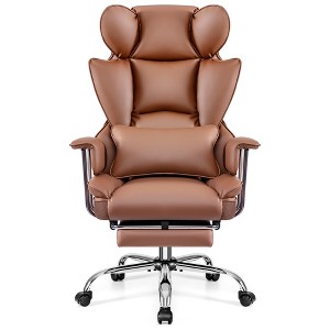 KERDOM Office Desk Chair, Big and Tall Executive Chair with Footrest, Ergonomic Reclining High Back Support, Brown - 1 of 4