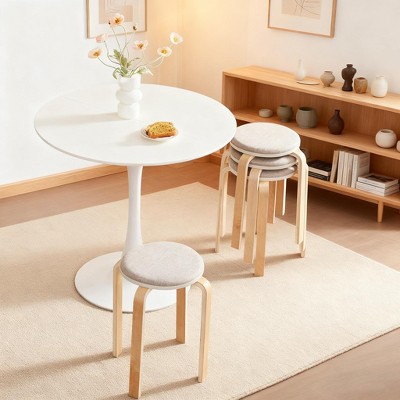 Set of 4 Stackable Stools, Stackable Bentwood Stools, Round Backless Chairs for Dining Room, Kitchen, Classroom
