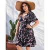 BLUEMING Plus Size Womens Dresses V Neck Floral Flutter Sleeve Midi Surplice Dress Waist Belted Floral Tie Waist Dress Bell Sleeve Dress Flowy Dress - 3 of 4