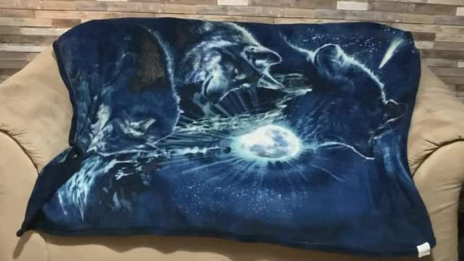 Dawhud Direct 50" x 60" Three Howling Wolf Moon Fleece Throw Blanket For Women, Men And Kids, 2 of 5, play video