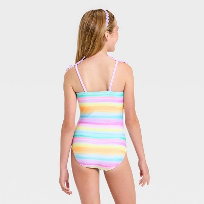 Детские купальники Cat & Jack Girls' Dreamy Striped One Piece Swimsuit - Cat & Jack™ M — фото 2