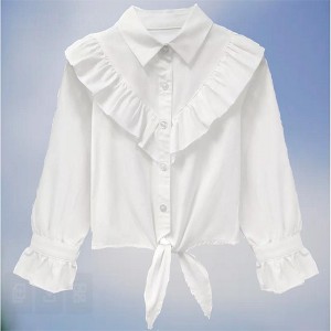 Girls Summer Crop Tops Long Sleeve Button Down Shirt for Girl 3-12Y - 1 of 4