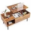 Gulches Modern Lift-Top Coffee Table, Brown Hidden Compartment, Side Storage Shelves, Thickened Steel Frame For Livingroom/office - 2 of 4