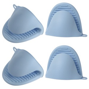 Unique Bargains Silicone Heat Resistant Anti-Slip Reusable Oven Mitts 4 Pcs - 1 of 4