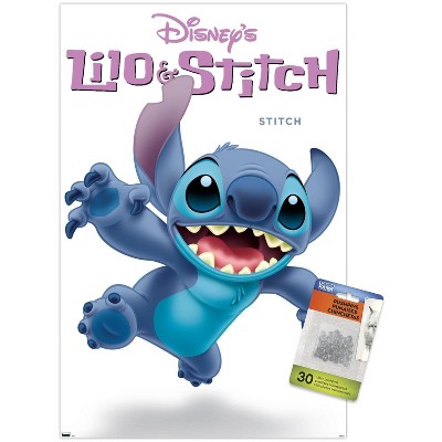 Trends International Disney Lilo and Stitch - Ohana Pride Unframed Wall  Poster Print Clear Push Pins Bundle 14.725 x 22.375