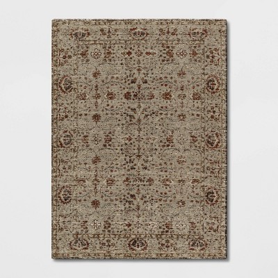 Photo 1 of 5x7 Oakton Jacquard Chenille Area Rug Rust - Threshold