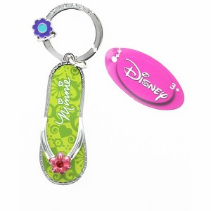 Monogram International Inc. Disney Minnie Mouse Green Flip Flop Pewter Key Ring - 1 of 2