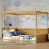TopComfy Beds Full Size Canopy Bed Frame with Guardrails Floor Bed Full with Four Poster Design Bed Frame for Kids, Beige, 79.52"*13.19"*6.7" - 3 of 4