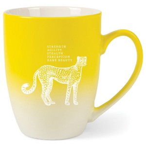 Elanze Designs 12 Ounce Ceramic Decorative Laser Engraved Giftable Novelty Tea Coffee Cup Mug Yellow and White Leopard Strength Agility Stealth Beauty - 1 of 4