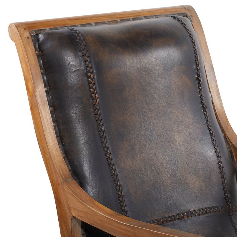 Traditional Leather Accent Chair Dark Brown - Olivia &#38; May, 5 of 24