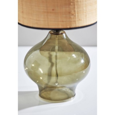 Emma 23.5'' Green Glass Table Lamp with Rattan Shade