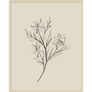 33"x41" Line Drawn Flowers 1 by Border Bloom Wood Framed Wall Art Print Brown - Amanti Art - 1 of 4