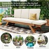 3 Seater Outdoor Patio Acacia Wood Daybed Sofa,Wood Outdoor Garden Loungers with Cushion,Patio Sectional Sofa with Adjustable Sides-Coolbibila - 3 of 4